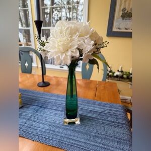 Vintage Royal Gallery Lead Crystal Vase, Clear & Emerald Green, made in Italy.